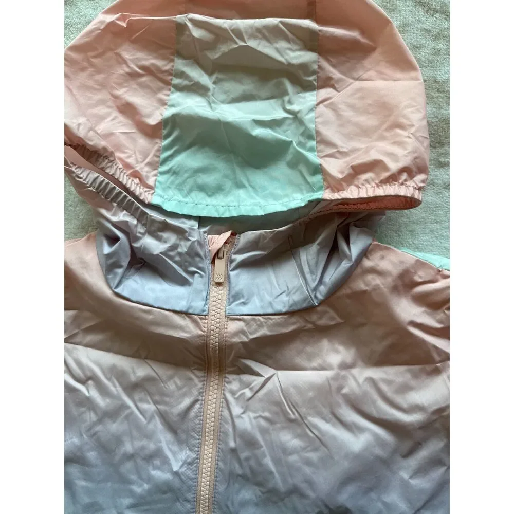 All in Motion Pastel Ombré Colorblock Windbreaker Jacket XL 14/16 Hooded